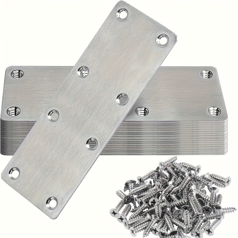 Furniture Hardware Wood - 6Pcs Stainless Steel Metal Straight Brackets