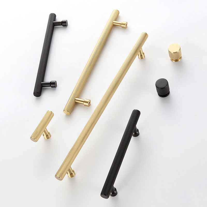 Furniture Hardware Gold - Gold Black Brass Handle with Straight