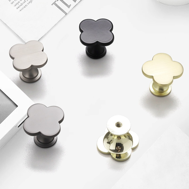 Furniture Hardware Gold - Four-leaf clover color single hole handle