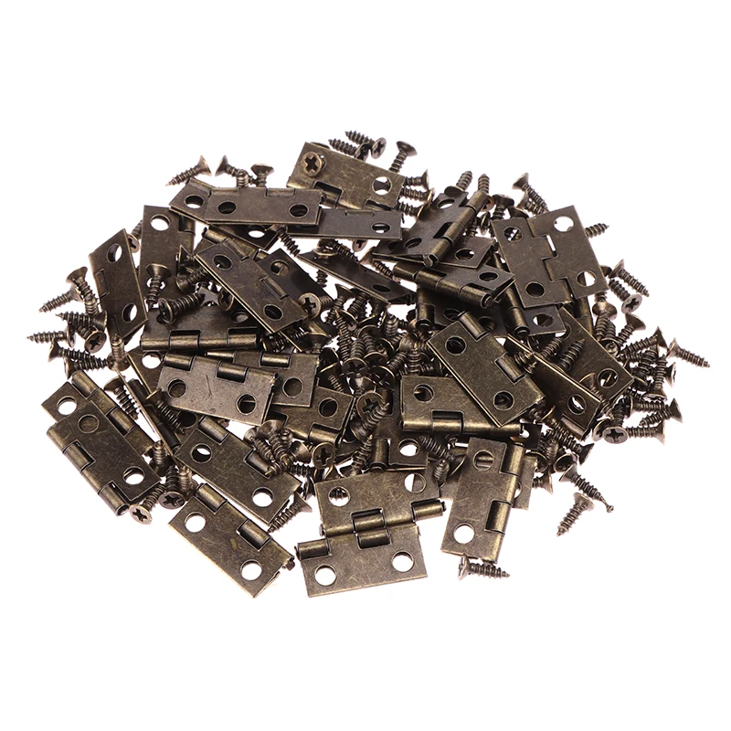 Furniture Hardware Gold - 50pcs/box Hinges + 200 Screws Iron