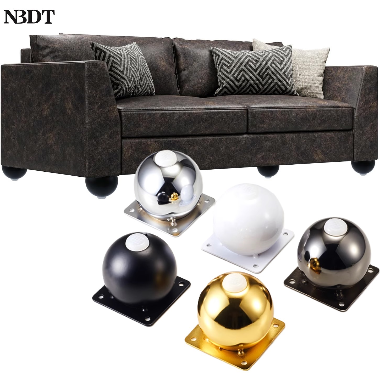 Furniture Hardware Feet - 4Pcs Steel Ball Shaped Furniture Leg