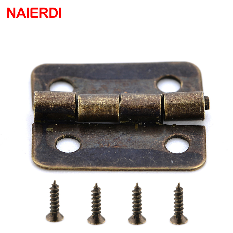 Furniture Hardware Gold - 50PCS NAIERDI Antique Hinge Mini Bronze