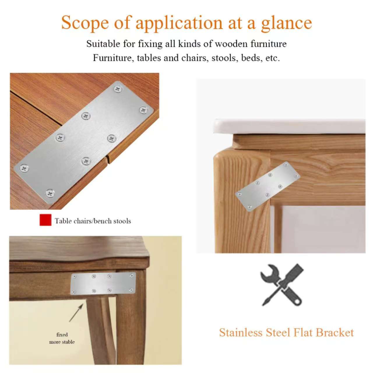 6Pcs Stainless Steel Metal Str - Furniture Hardware Wood 评论和价格