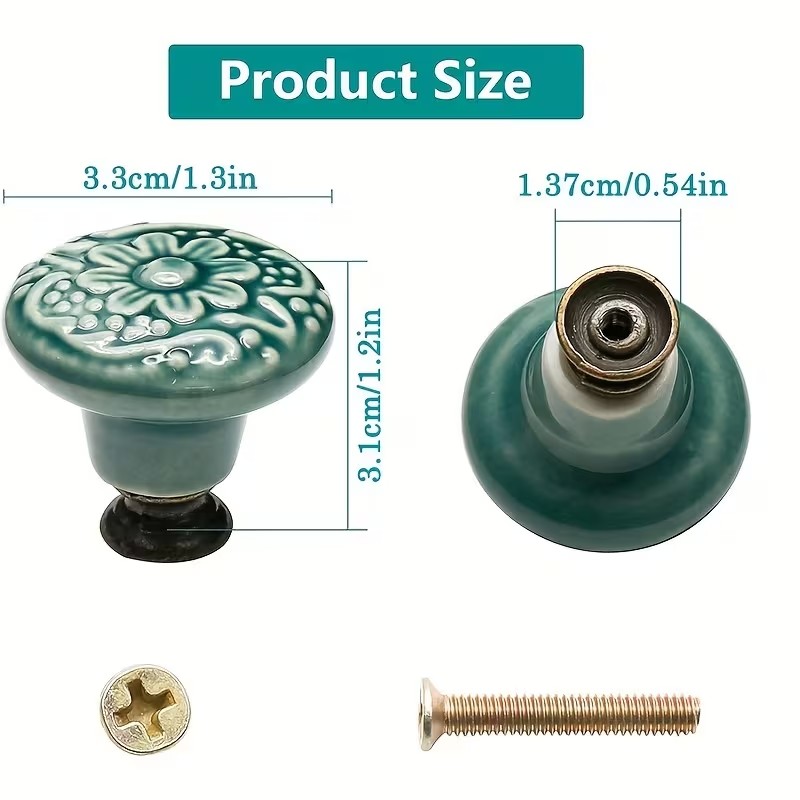 12pcs Ceramic Cabinet Knobs, F - Furniture Hardware Wood 评论和价格