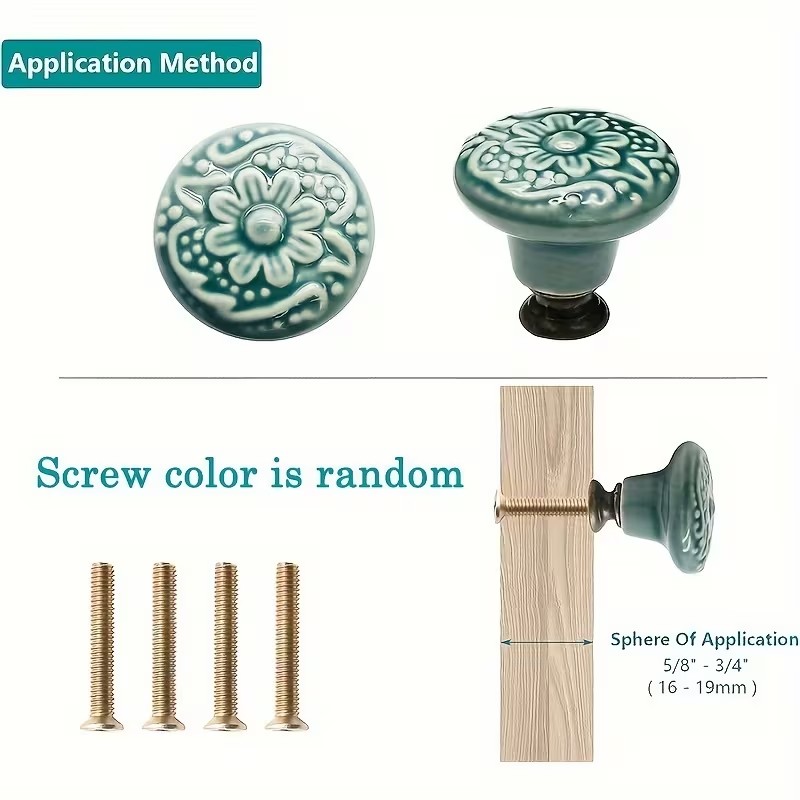12pcs Ceramic Cabinet Knobs, F - Furniture Hardware Wood 评论和价格