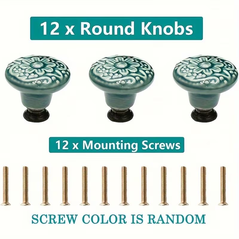 12pcs Ceramic Cabinet Knobs, F - Furniture Hardware Wood 评论和价格
