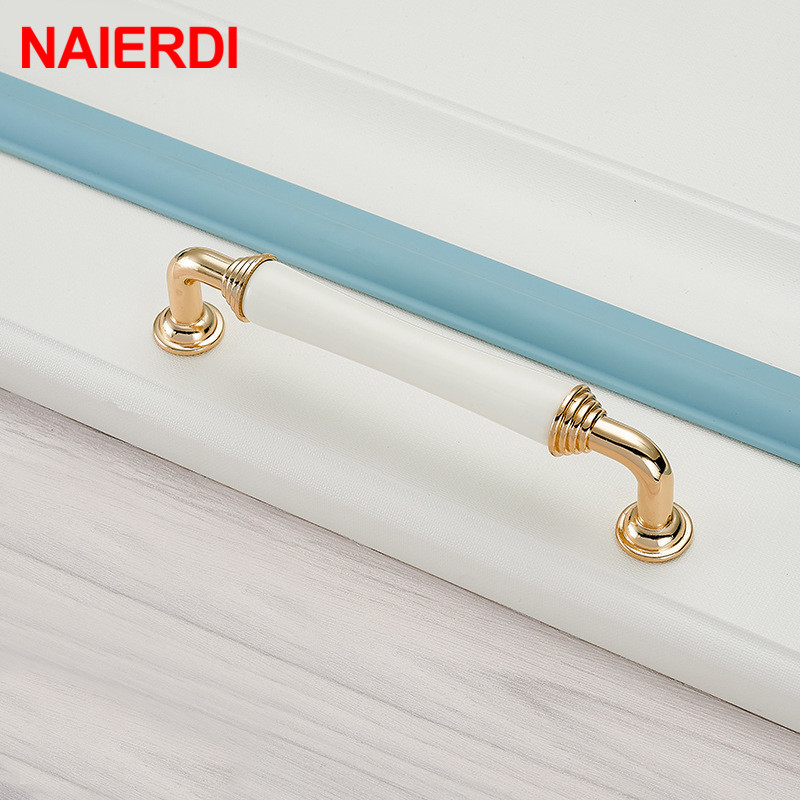 NAIERDI Gold White Creamic Cab - Furniture Hardware Gold 评论和价格